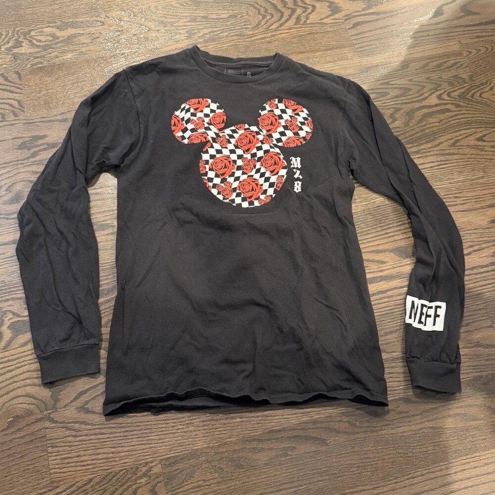 Neff Disney Mickey Mouse Graphic Long Sleeve T-Shirt Black Mens Size S